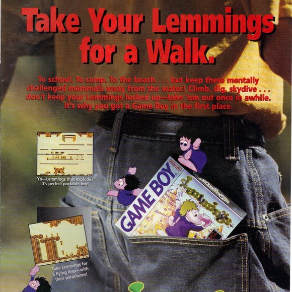 Vintage 1994 Print Ad for Lemmings - Game Boy PA609 - Picture 1 of 1